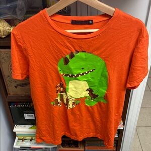Glamorous Orange and Green Dinosaur Kids T-Shirt